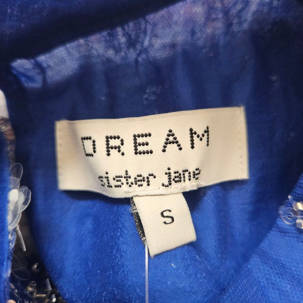 Dream Sister Jane Flow Sequin Top Cropped Blue Mesh Womens Small NWT - Picture 5 of 7